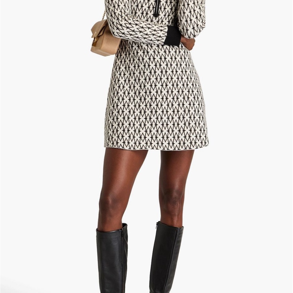 Maje monogram jacquard black and white dress